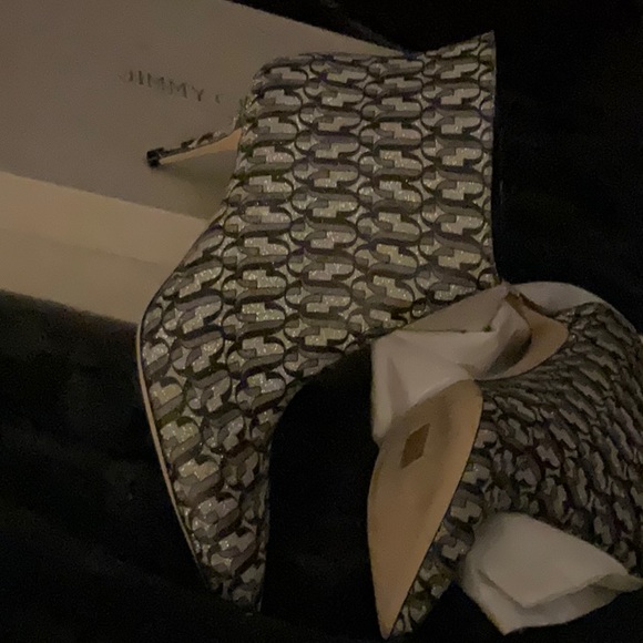 Jimmy Choo Marinda silver/black glitter leather fits a size 10 but they are 43 - Picture 9 of 12